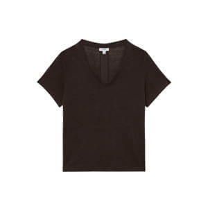 REISS Lola Linen V-Neck T-Shirt